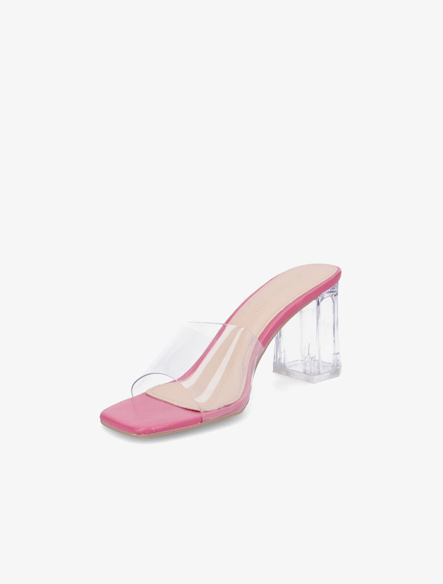 Mules transparentes à talons - Fushia - 3