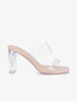 Mules à talons et double ganses transparentes - Beige - 5