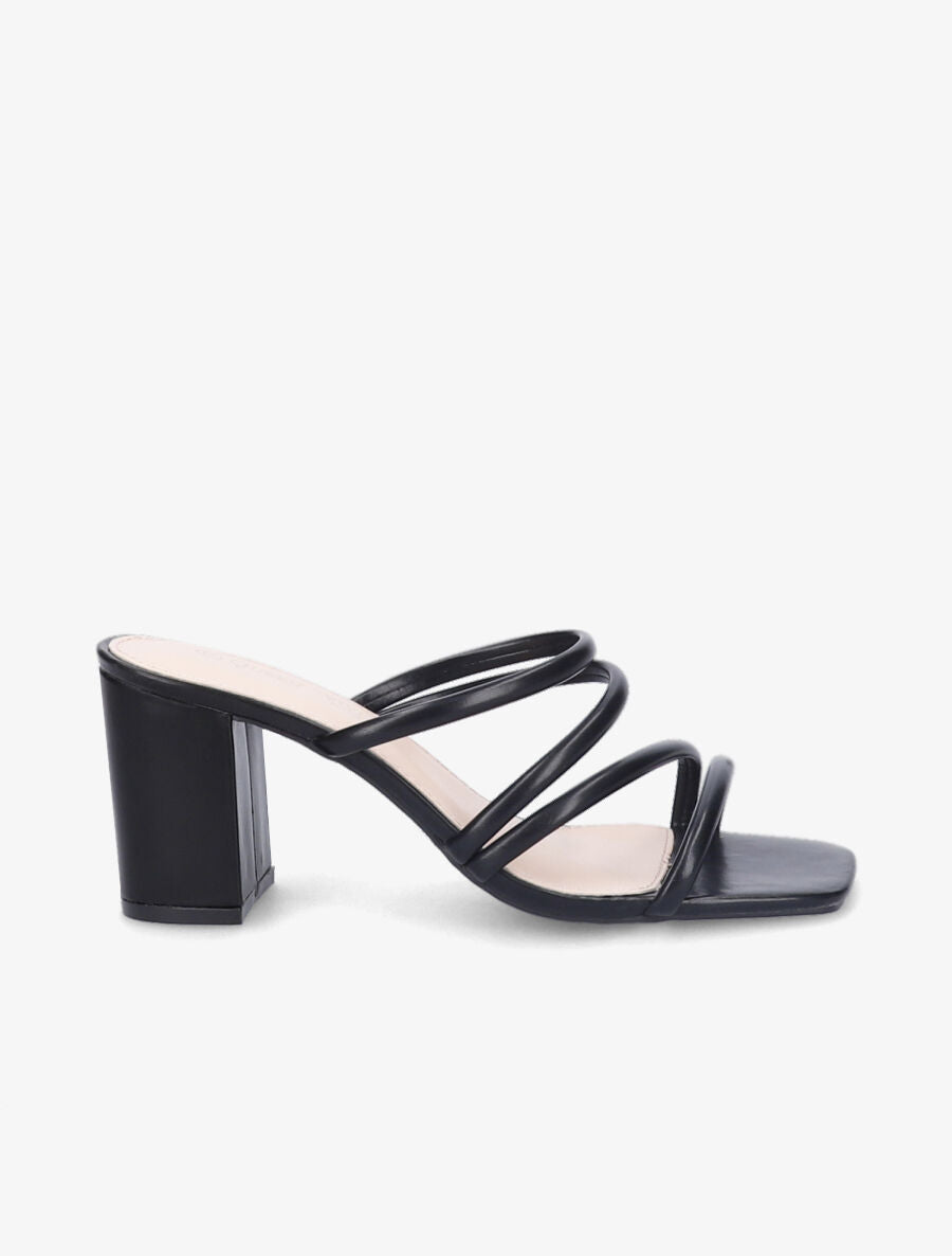 Mules à talons et multi brides - Noir - 5