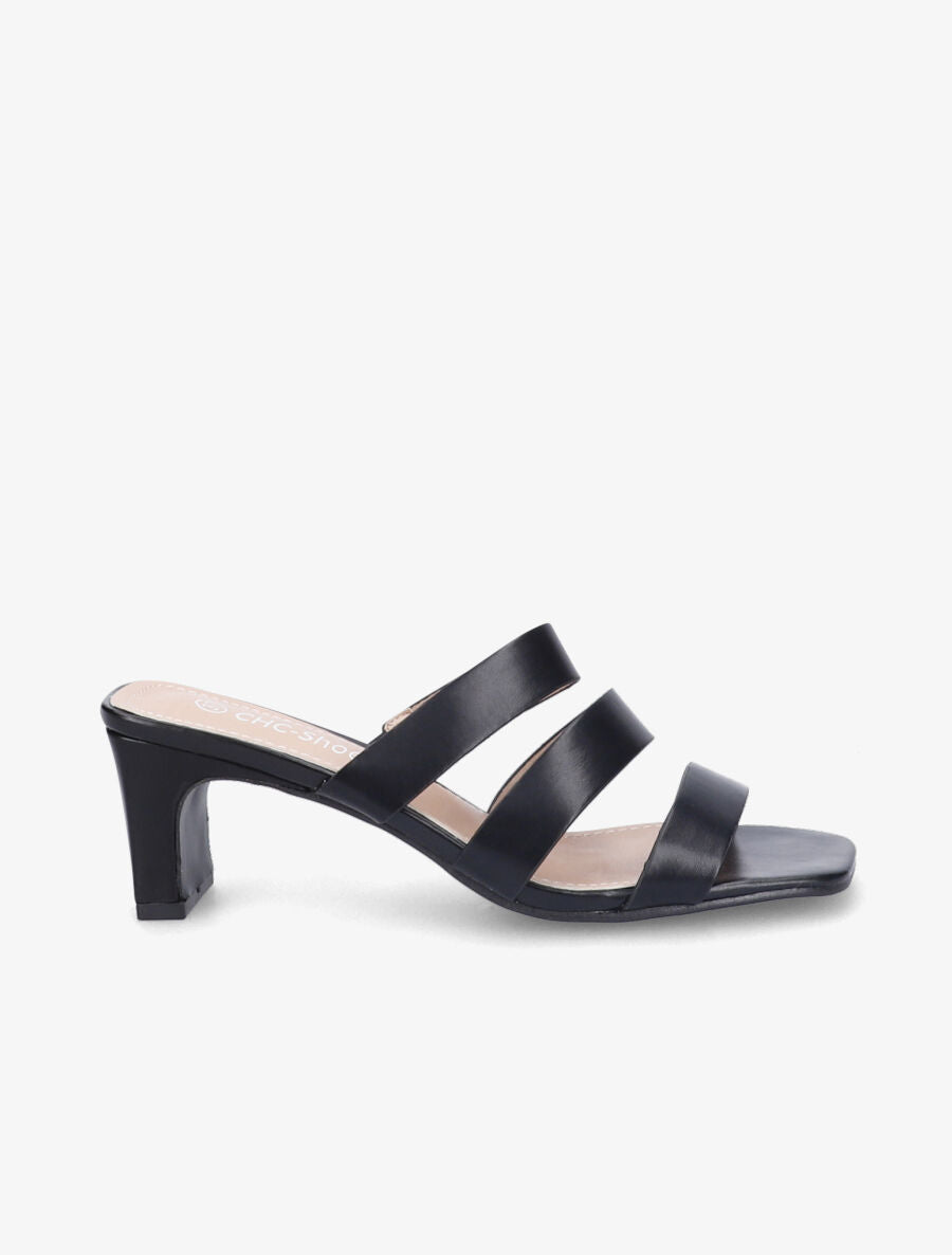 Mules à talons et brides élastiquées - Noir - 1
