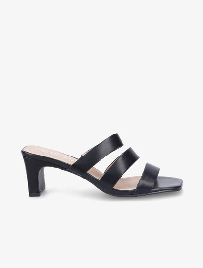 Mules à talons et brides élastiquées - Noir - 1