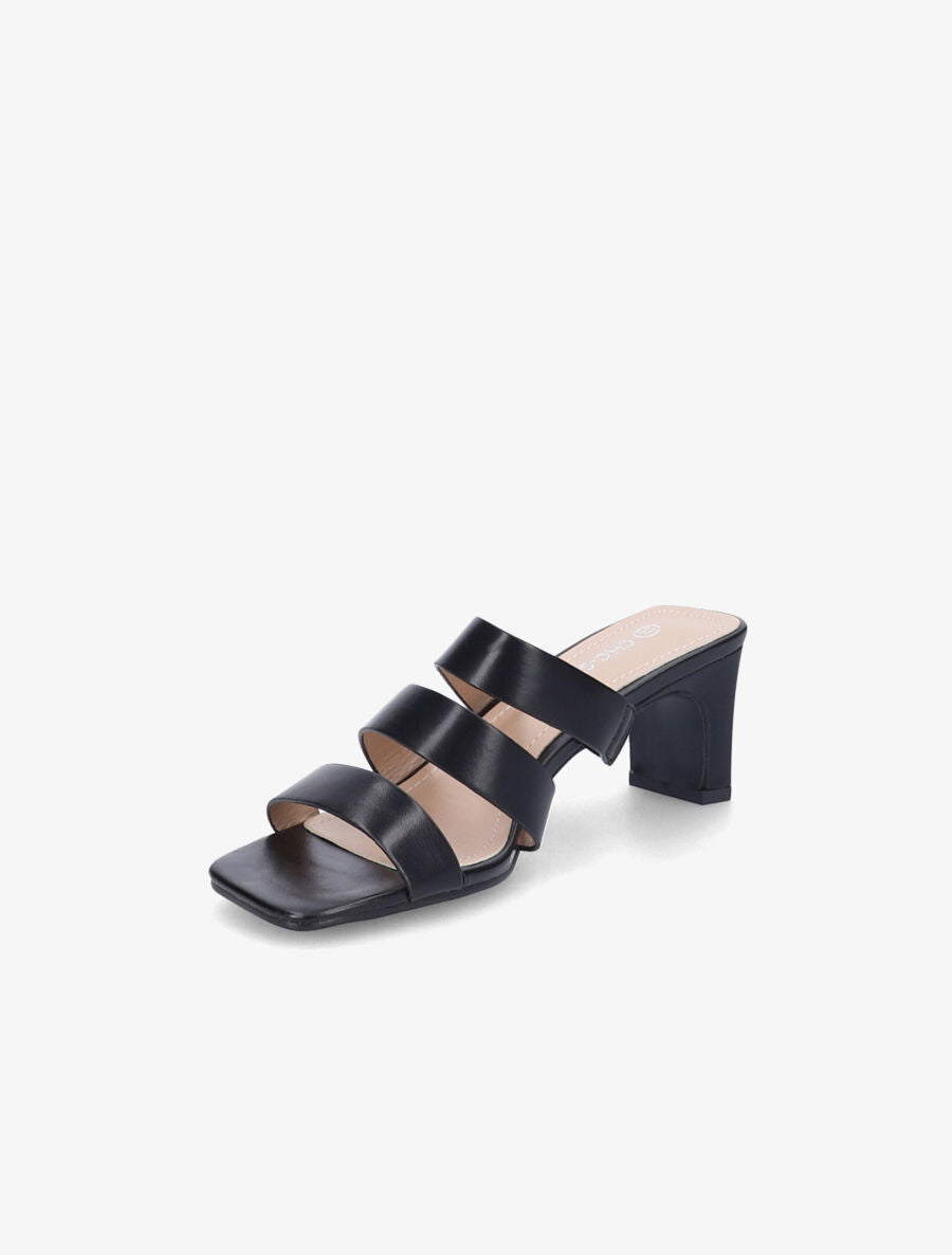 Mules à talons et brides élastiquées - Noir - 3