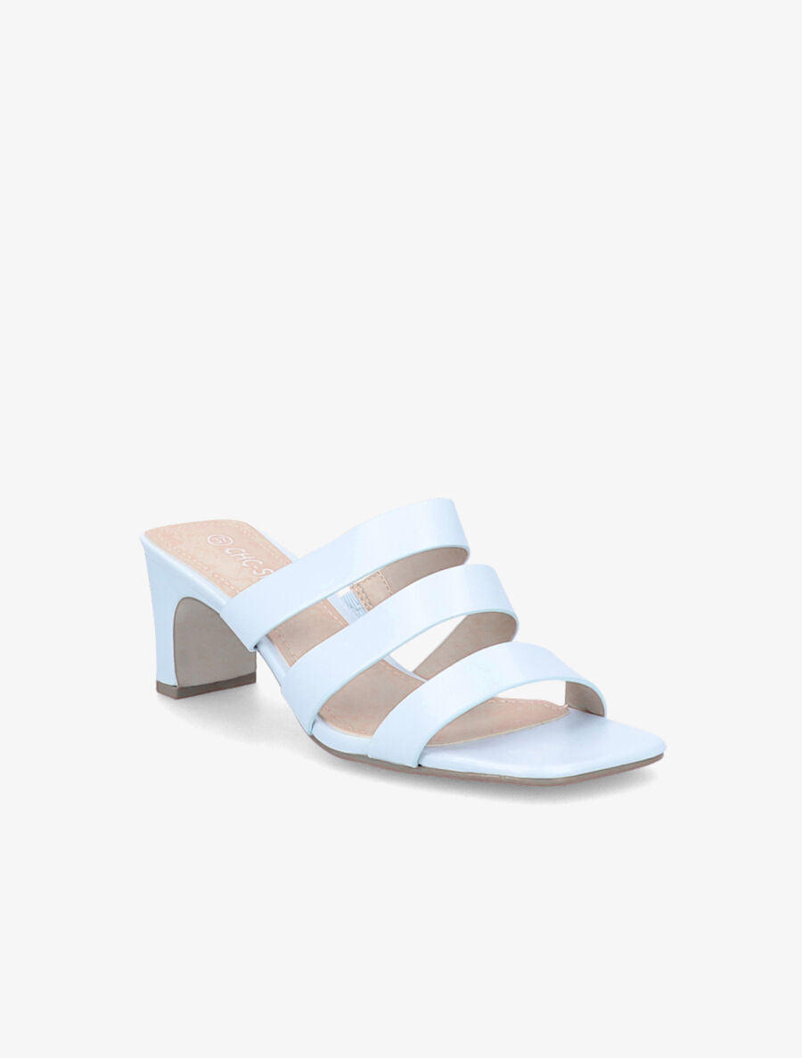 Mules à talons et brides élastiquées - Bleu clair - 2