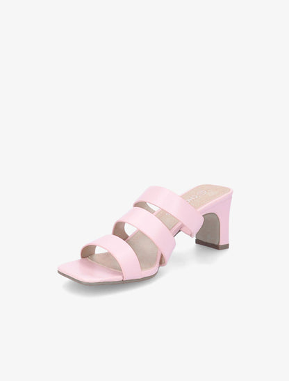 Mules à talons et brides élastiquées - Rose pâle - 3