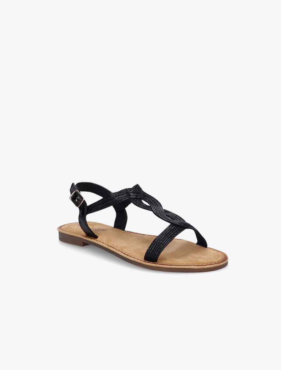Nu-pieds à ganses torsadées - Noir - 5