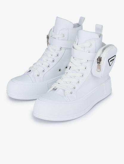 Baskets montantes avec pochette amovible - Blanc - 4