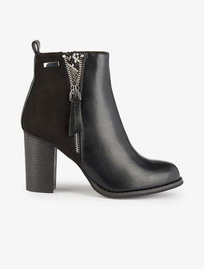 Bottines montantes à détail python - Noir - 1