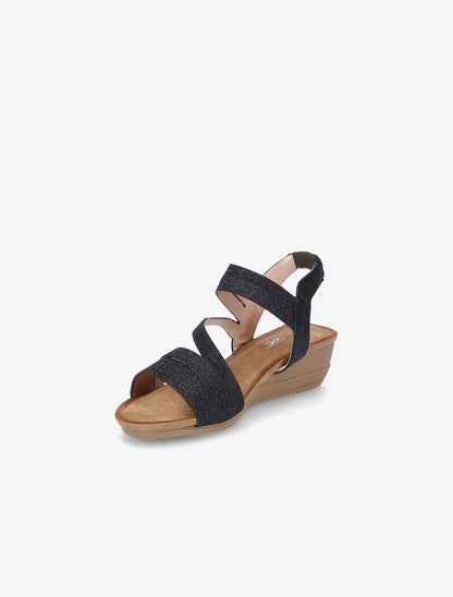Sandales compensées et brides à paillettes - Noir - 3