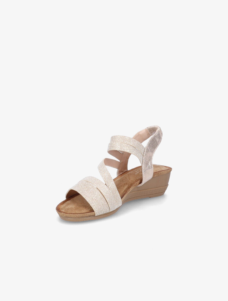 Sandales compensées et brides à paillettes - Or - 3