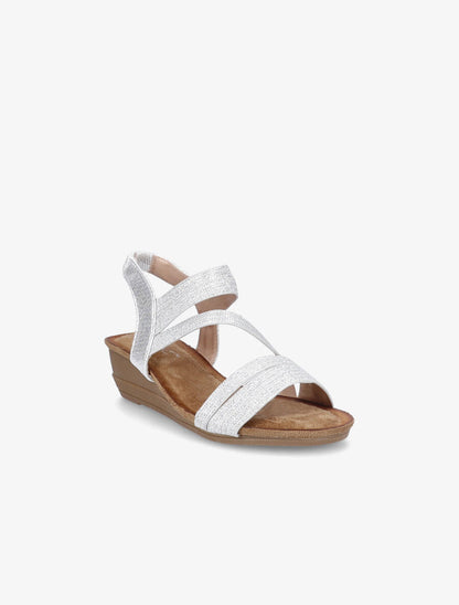 Sandales compensées et brides à paillettes - Argent - 2