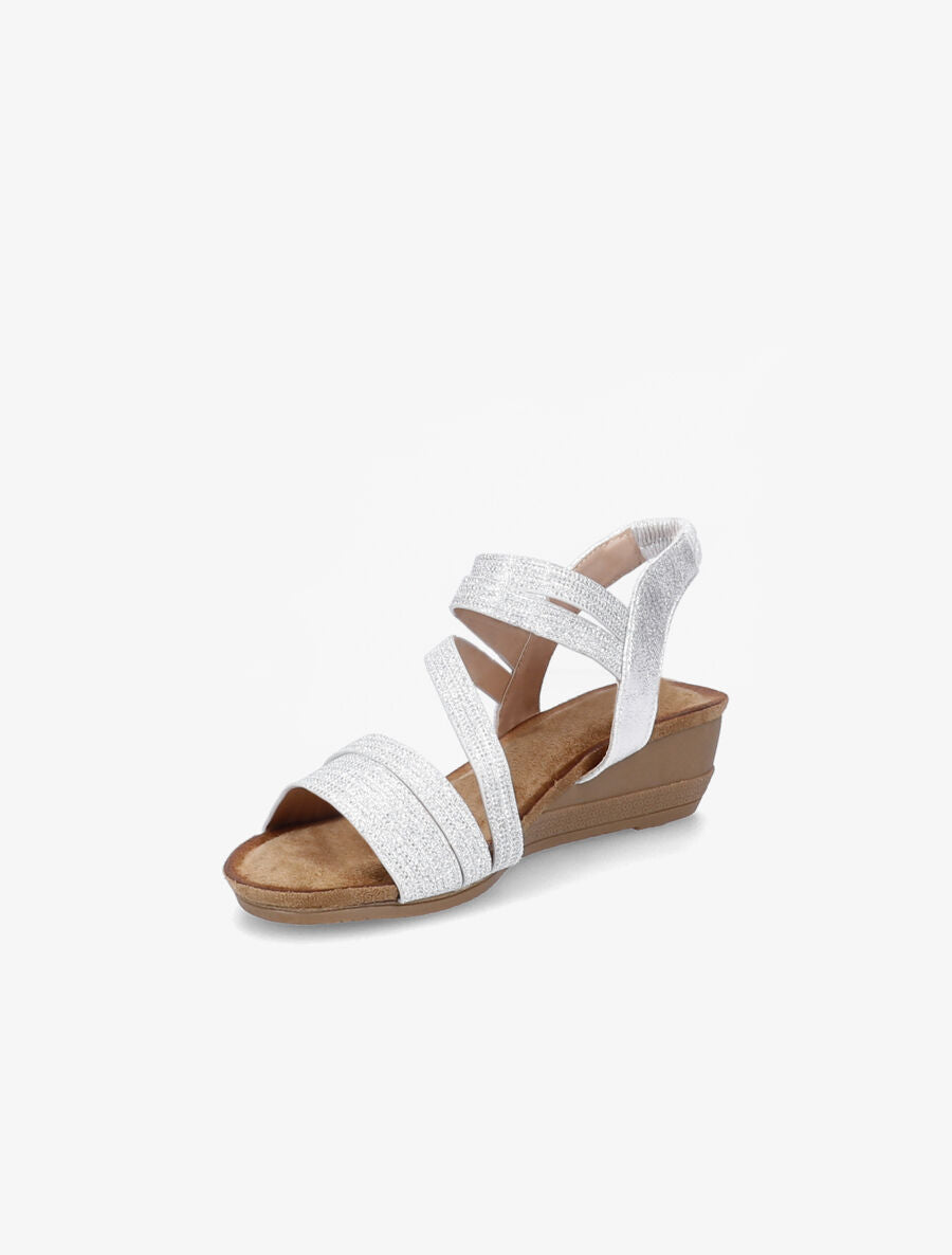 Sandales compensées et brides à paillettes - Argent - 3