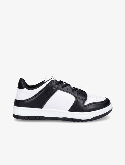 Sneakers bicolore en simili - Noir/blanc - 5
