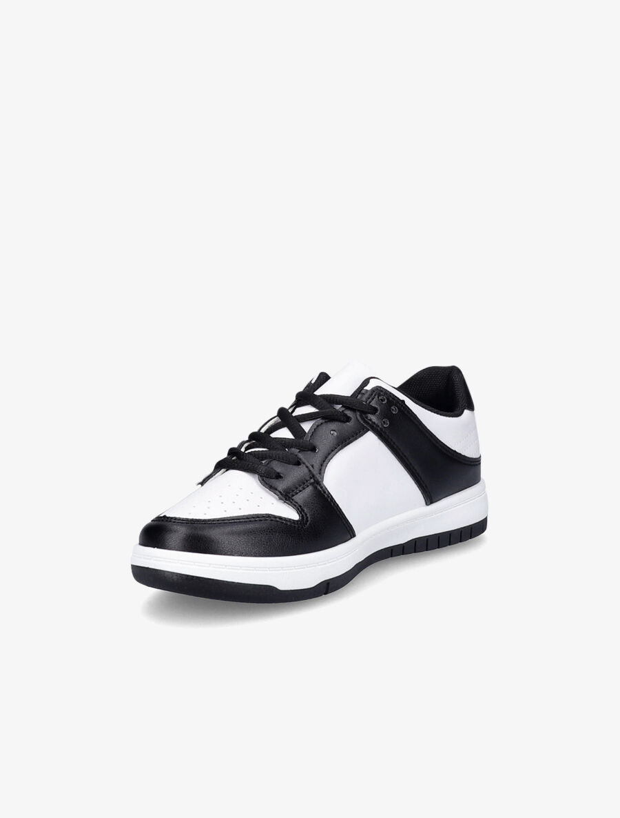 Sneakers bicolore en simili - Noir/blanc - 3