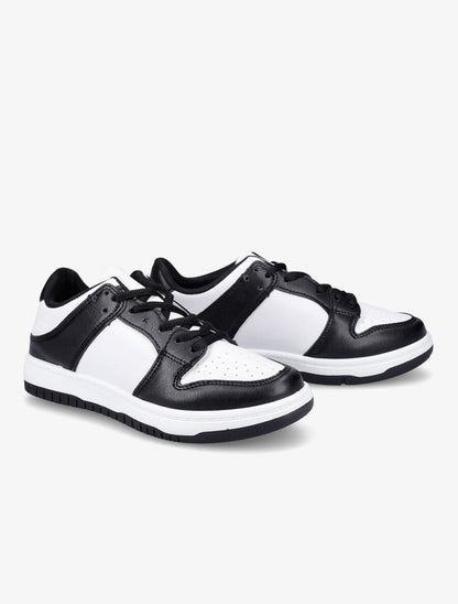Sneakers bicolore en simili - Noir/blanc - 4