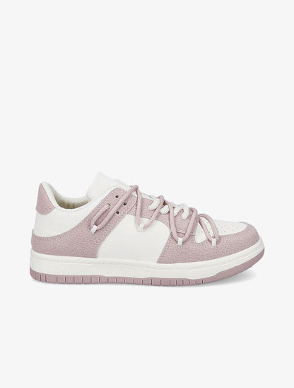Sneakers bicolore à double lacets - Rose - 1