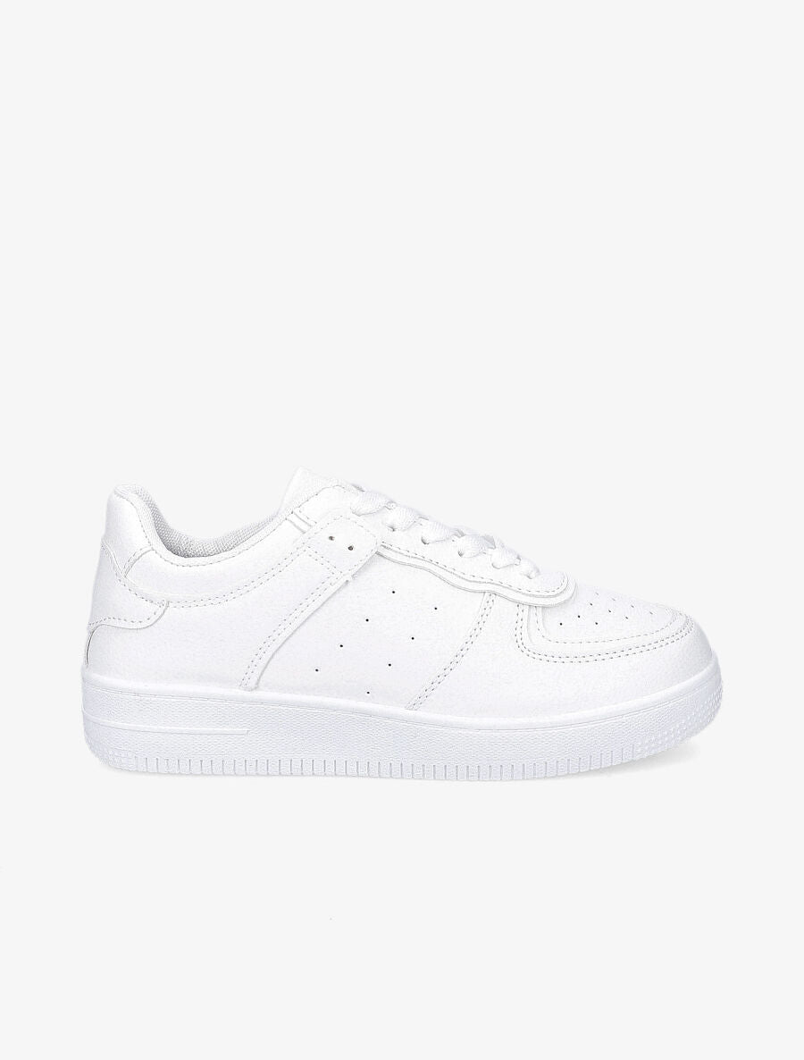 Baskets en simili grainé - Blanc - 1
