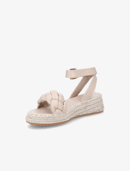 Sandales tressées à semelles compensées raphia - Beige - 3