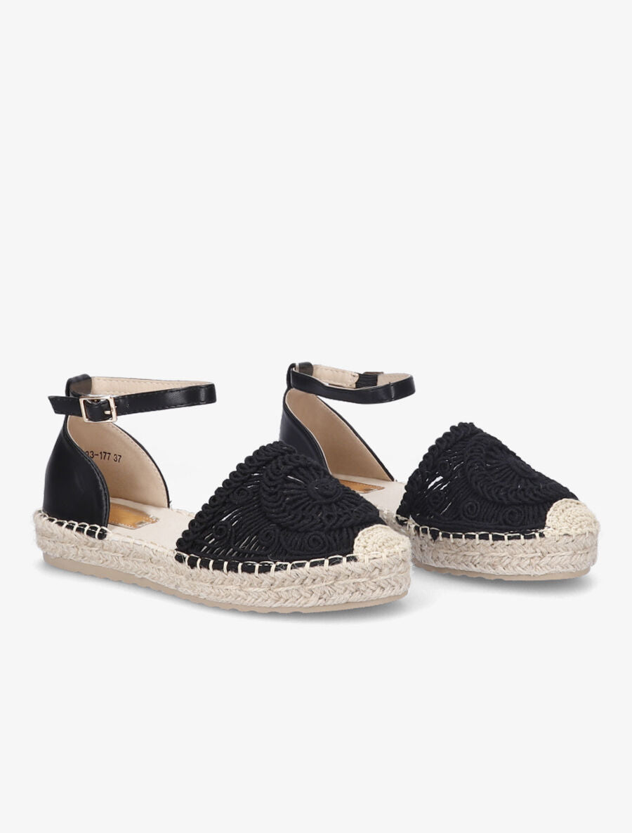 Espadrilles en crochet et simili - Noir - 4