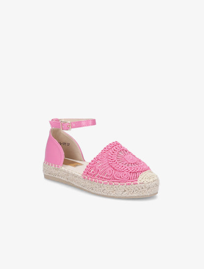 Espadrilles en crochet et simili - Fushia - 2
