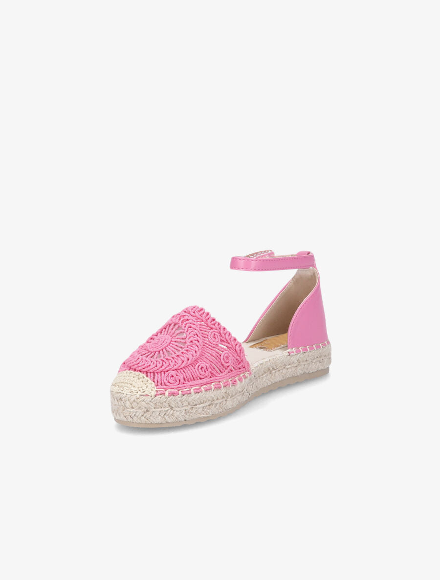 Espadrilles en crochet et simili - Fushia - 3
