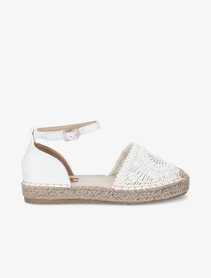 Espadrilles en crochet et simili - Blanc - 1