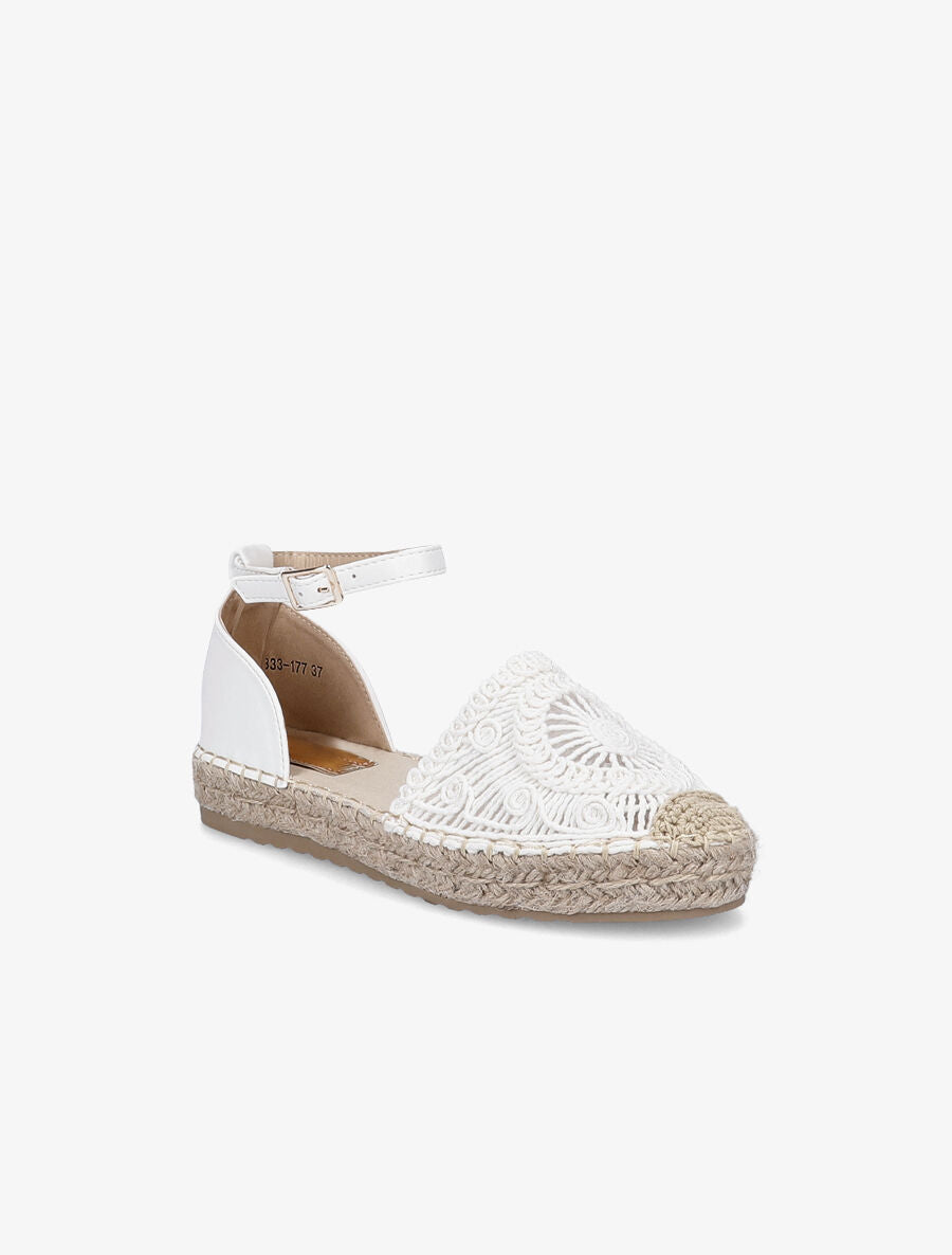 Espadrilles en crochet et simili - Blanc - 2