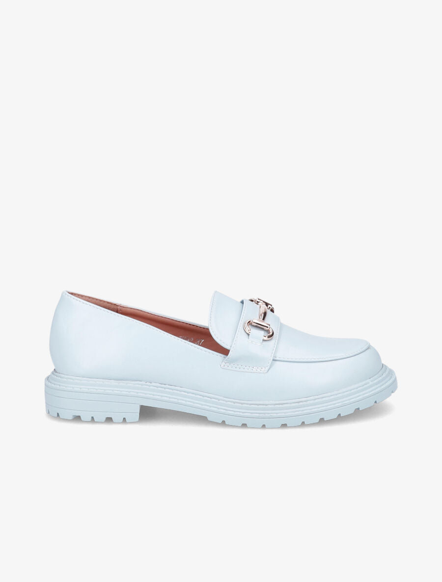 Mocassins à boucle dorée et semelles crantées - Bleu - 5