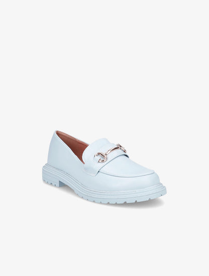 Mocassins à boucle dorée et semelles crantées - Bleu - 2