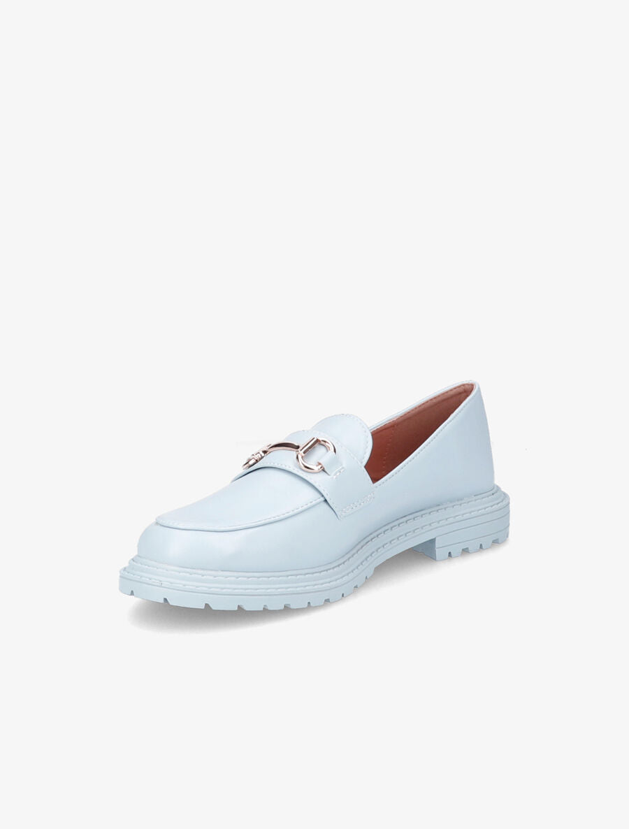 Mocassins à boucle dorée et semelles crantées - Bleu - 3