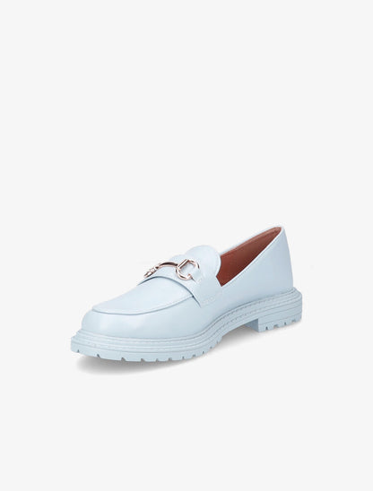 Mocassins à boucle dorée et semelles crantées - Bleu - 3