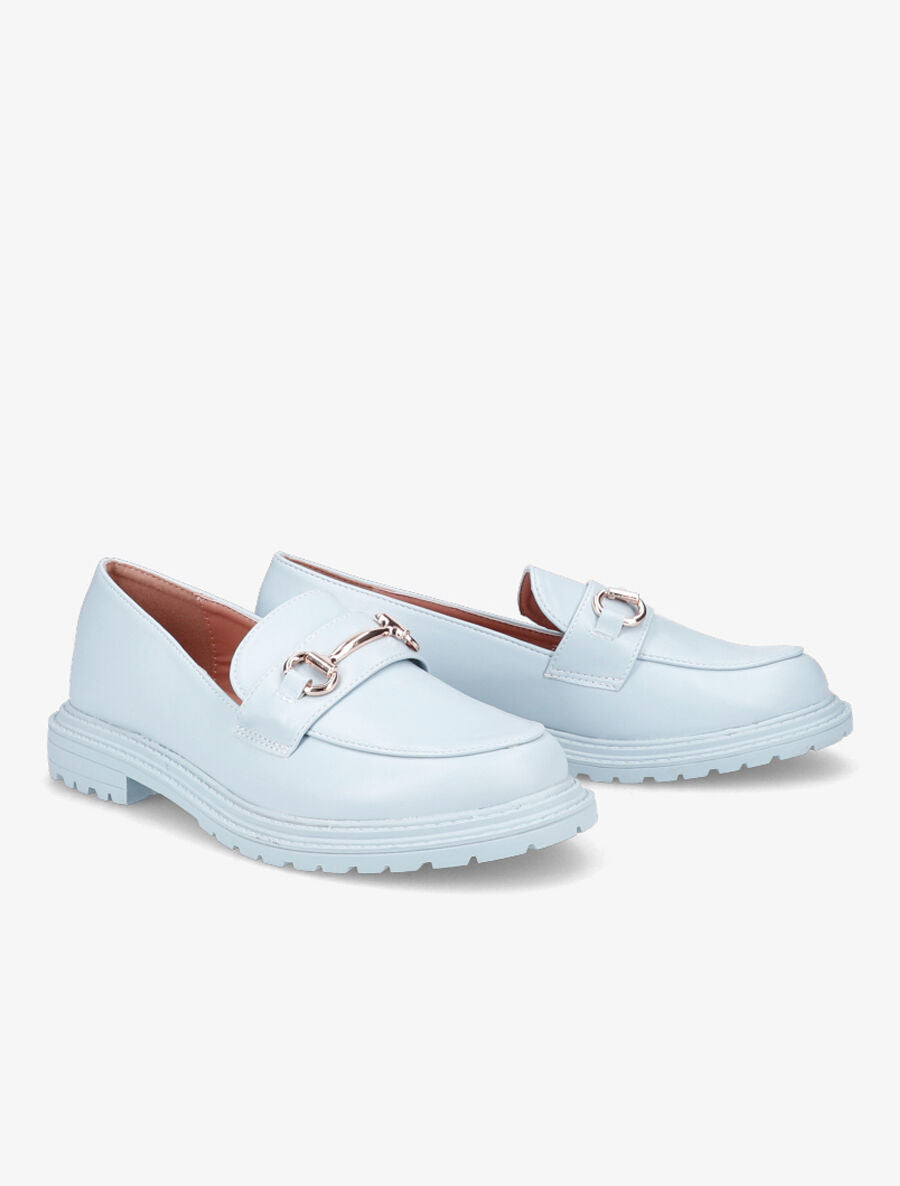 Mocassins à boucle dorée et semelles crantées - Bleu - 4