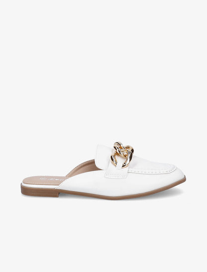 Mules style mocassin à chaîne - Blanc - 5