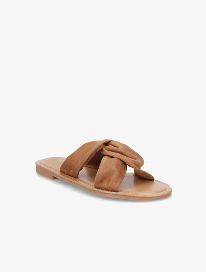 Mules en suédine à brides croisées - Camel - 2