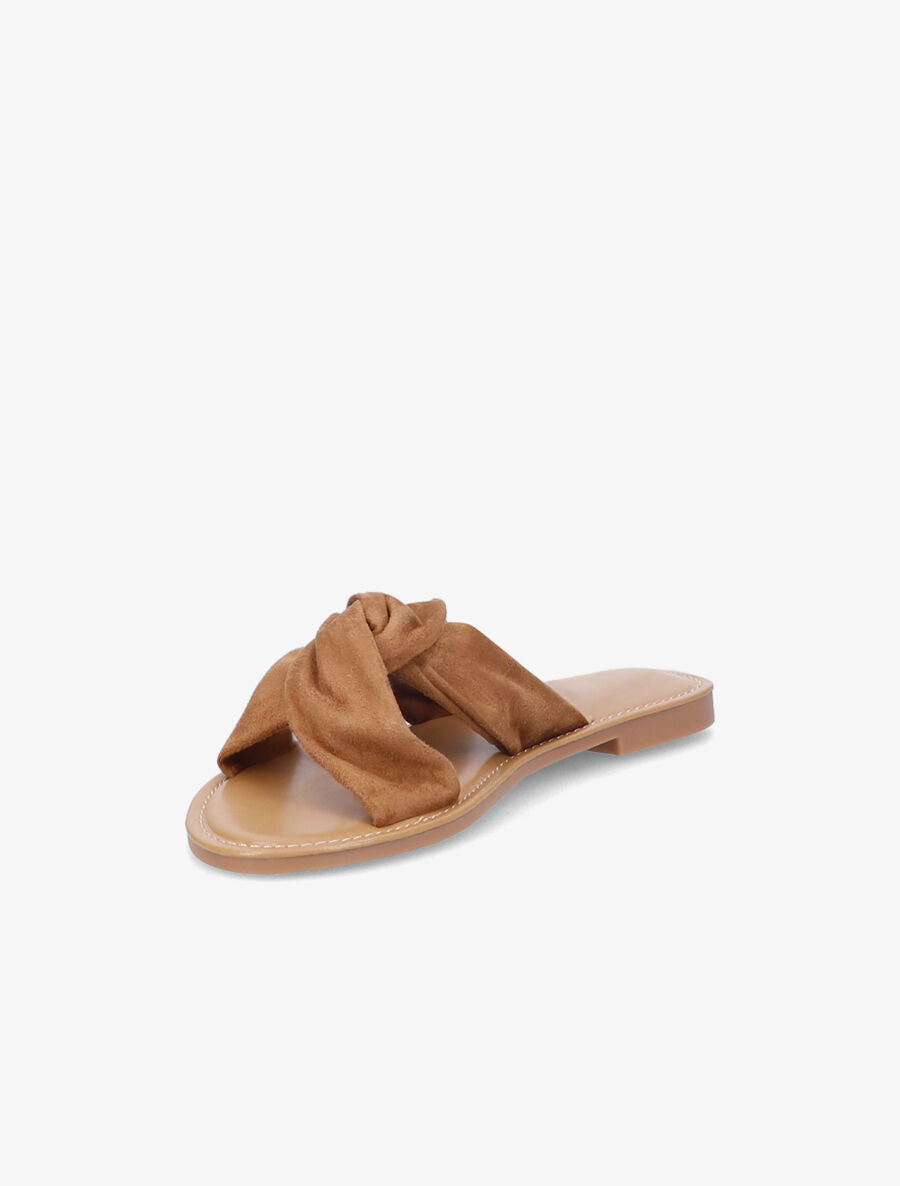 Mules en suédine à brides croisées - Camel - 3