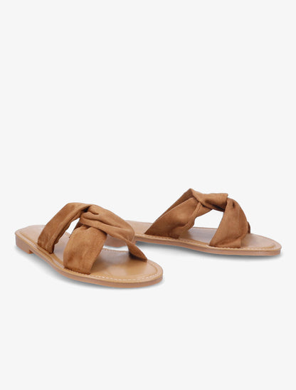 Mules en suédine à brides croisées - Camel - 4