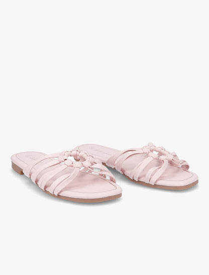 Mules plates à brides et anneaux - Rose - 4