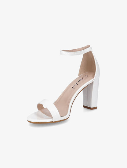 Sandales à bride et talons vernis - Blanc - 3