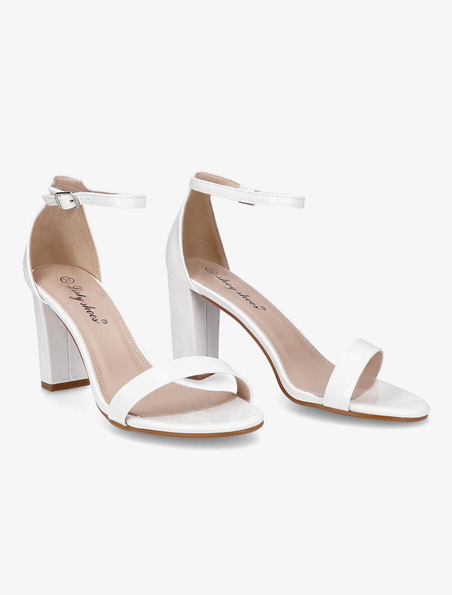 Sandales à bride et talons vernis - Blanc - 4