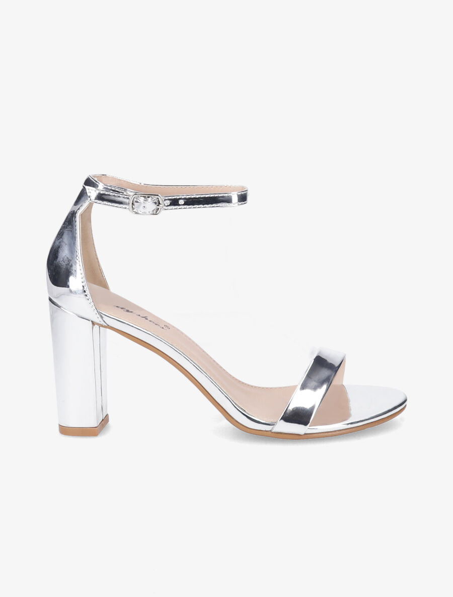Sandales à bride et talons vernis - Argent - 5