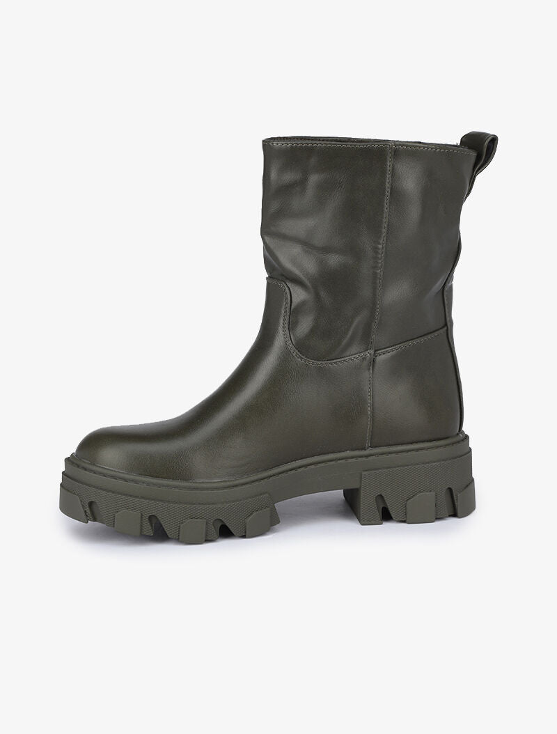 Boots montantes à semelles crantées - Kaki - 3