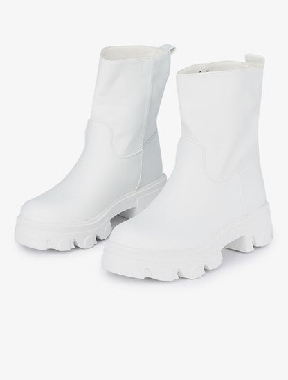 Boots montantes à semelles crantées - Blanc - 4