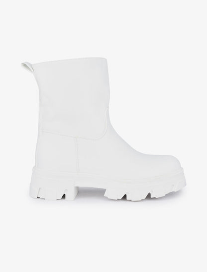Boots montantes à semelles crantées - Blanc - 1