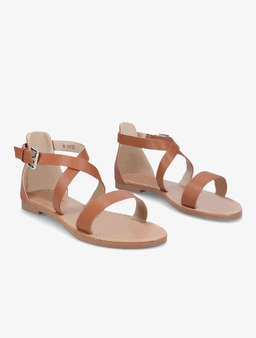 Nu-pieds à ganses croisées - Camel - 4