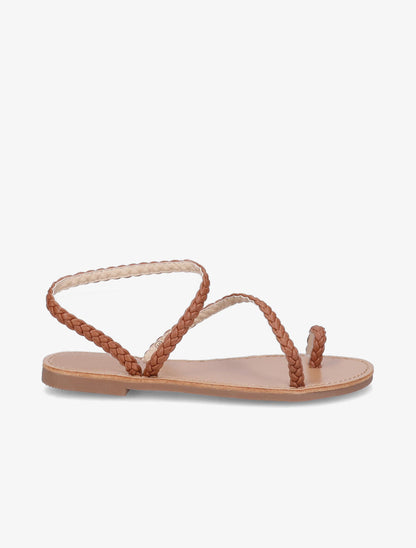 Nu-pieds en simili tressé - Camel - 3