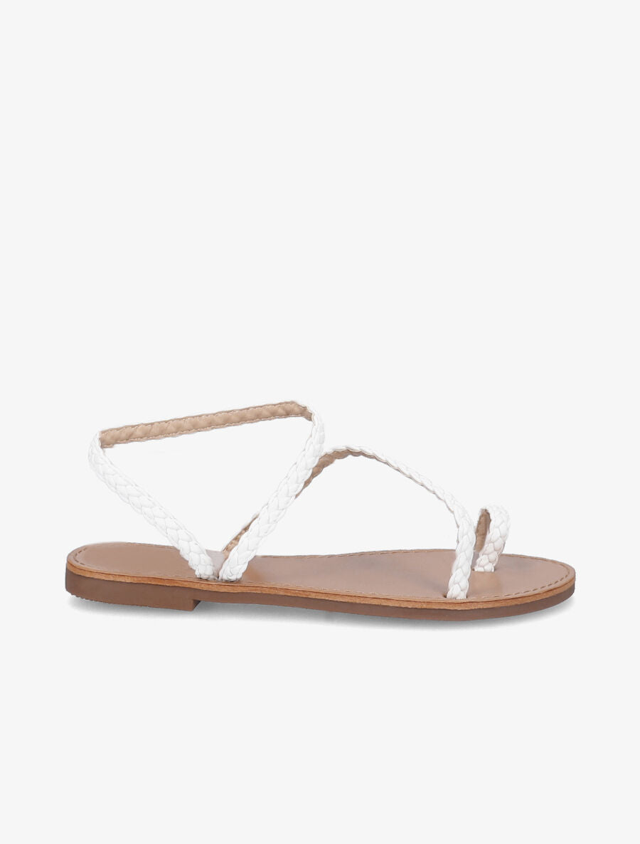 Nu-pieds en simili tressé - Blanc - 2