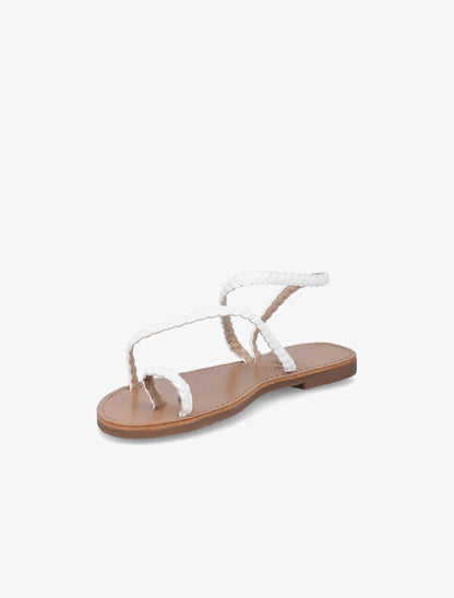 Nu-pieds en simili tressé - Blanc - 3