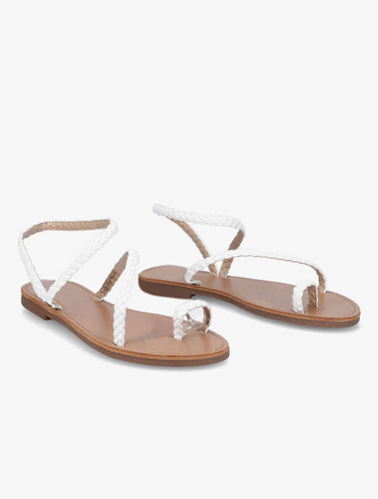 Nu-pieds en simili tressé - Blanc - 4