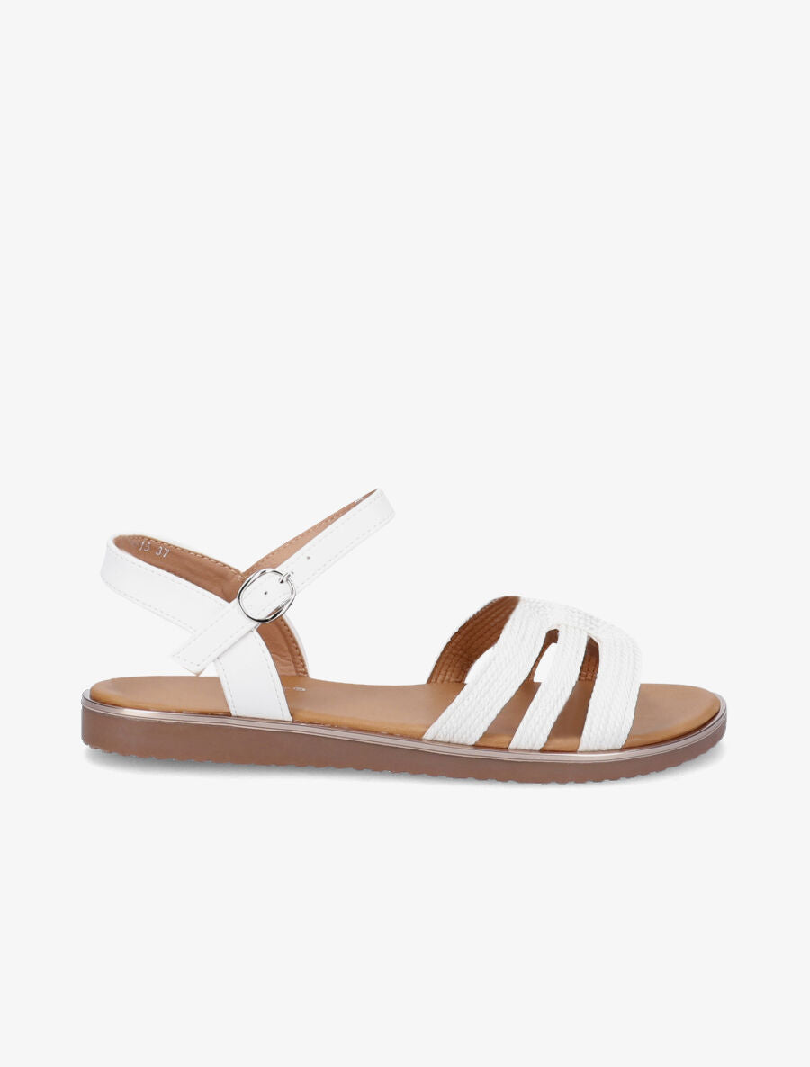 Nu-pieds à ganses stylisées et texturées - Blanc - 2
