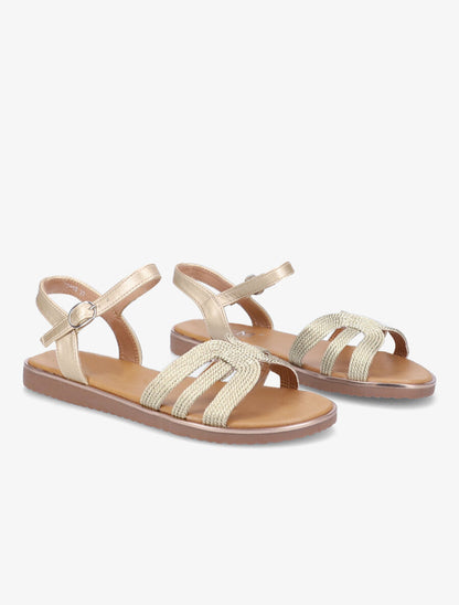 Nu-pieds à ganses stylisées et texturées - Or - 4