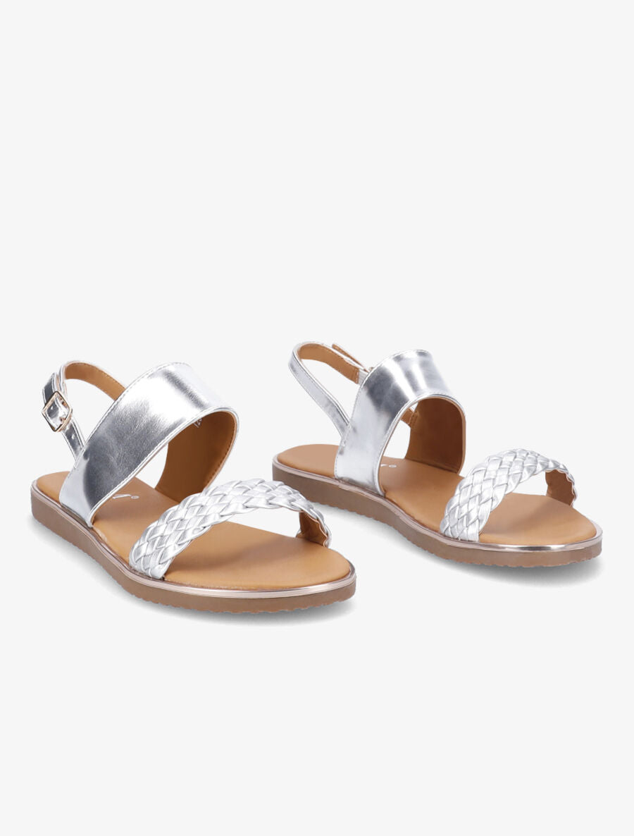 Nu-pieds à ganse tressée - Argent - 4